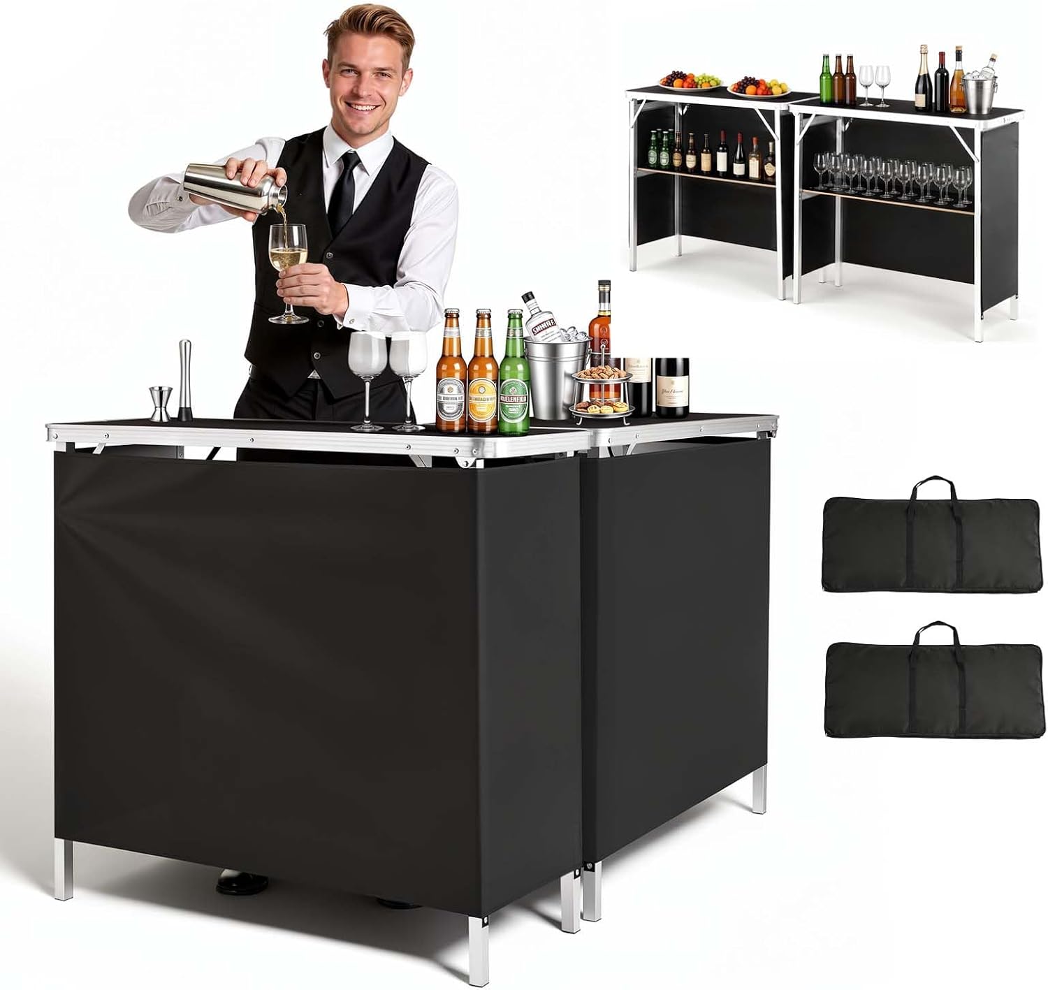 Desk Setup Black - Przenośny składany zestaw stołu barowego, mobilny