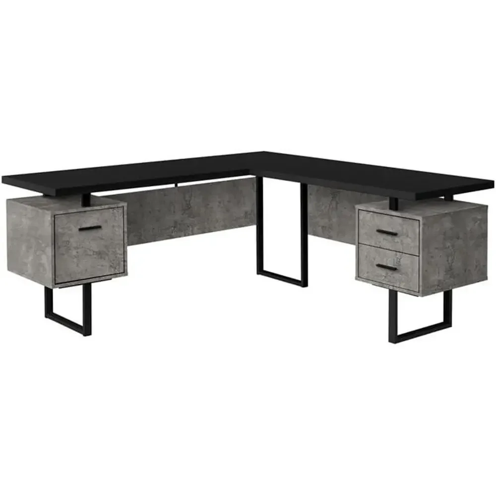 Desk Setup Black - Biurko komputerowe w kształcie litery L,