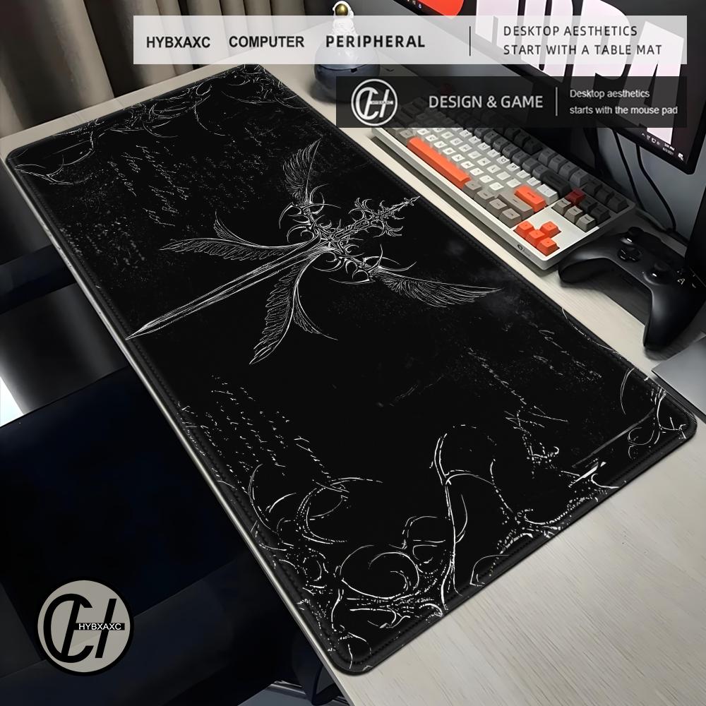 Desk Setup Dark - Ciemny gotycki wzór skrzydeł krzyża Duża
