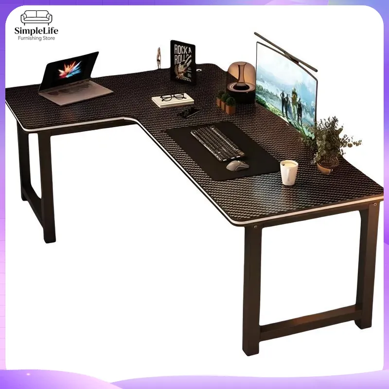 Desk Setup Office - Narożne biurko gamingowe z półką do