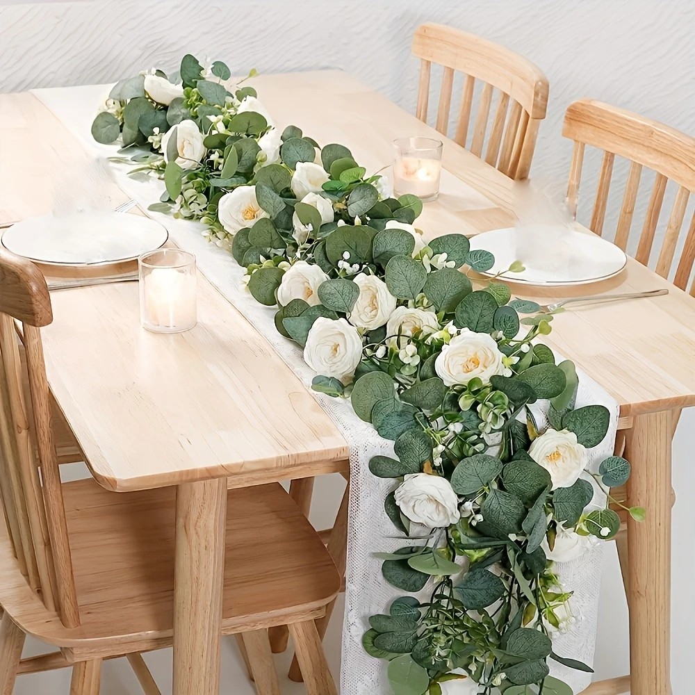 Desk Setup Background - 70-calowa girlanda z eukaliptusa i róż