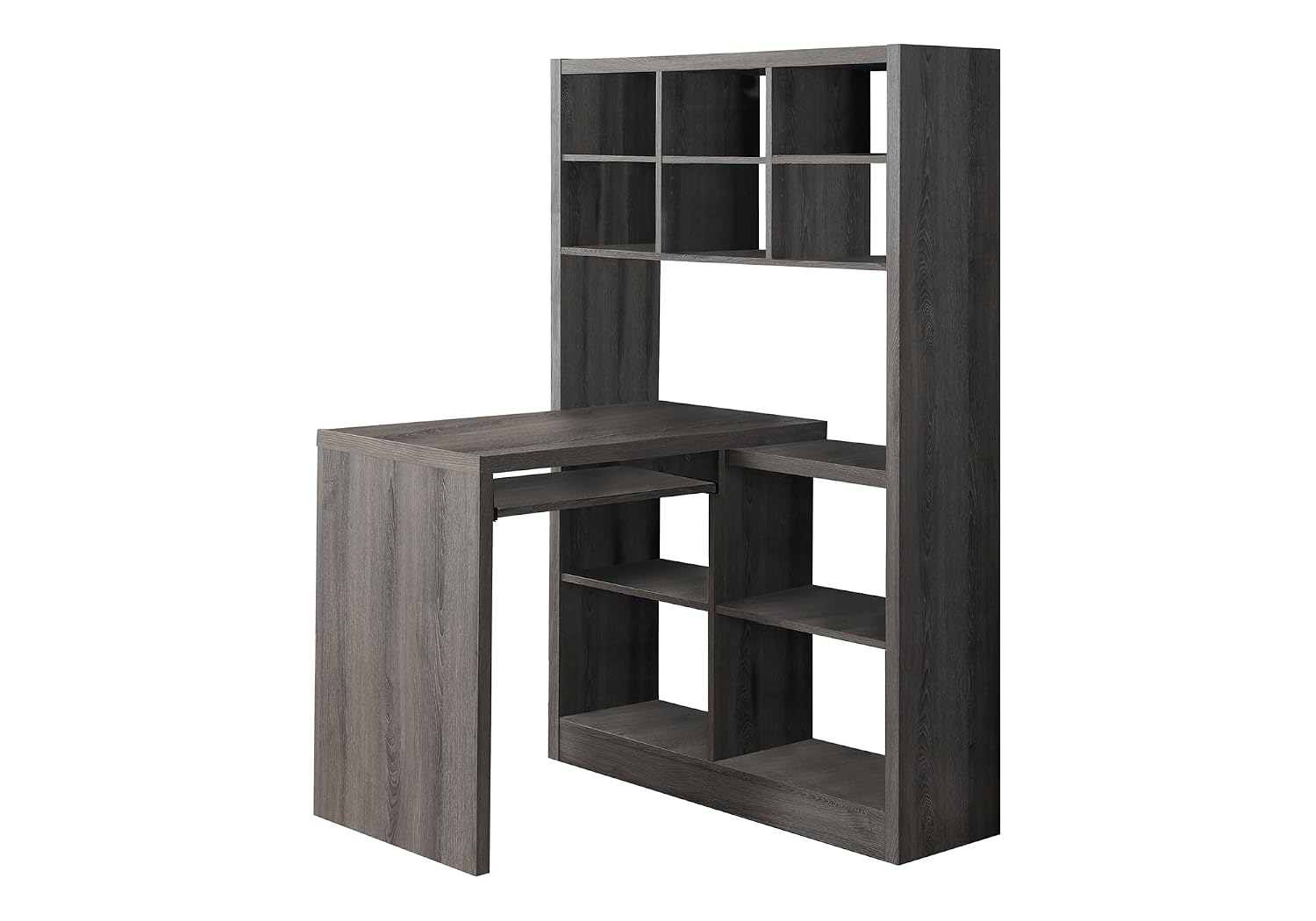 Desk Setup Dark - Biurko narożne z regulowanymi półkami i
