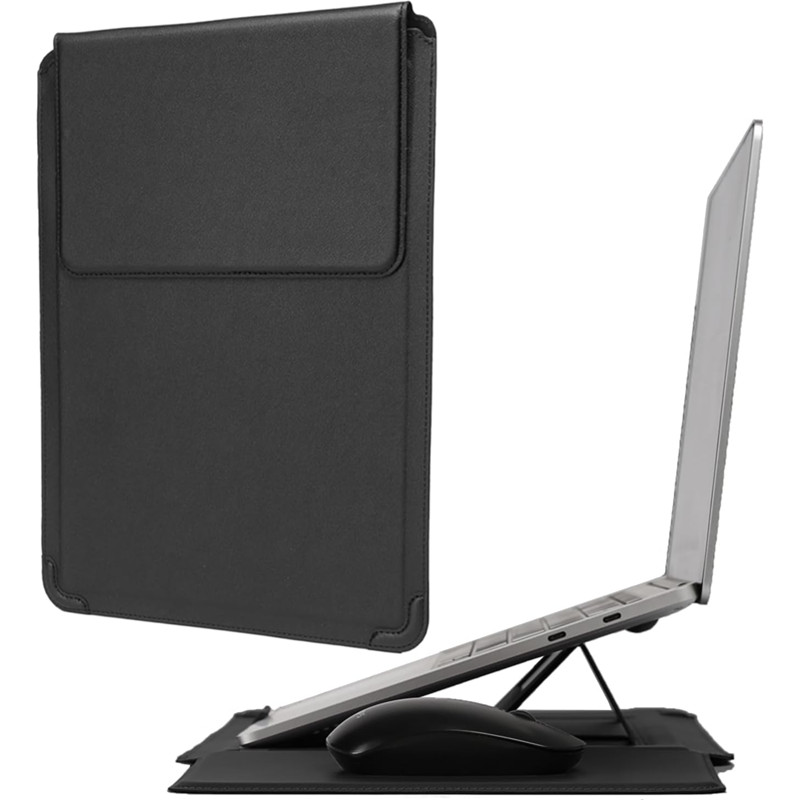 Desk Setup Mac - Regulowany stojak Skórzany pokrowiec na laptopa