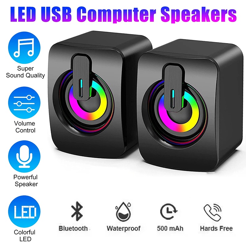 Desk Setup Speakers - Mini Głośniki Komputerowe Regulacja Głośności Dźwięk