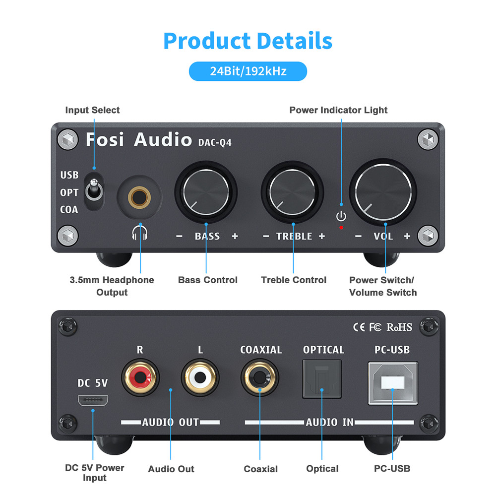 Fosi Audio Q4 Mini Stereo USB  – Desk Setup Speakers recenzja i cena
