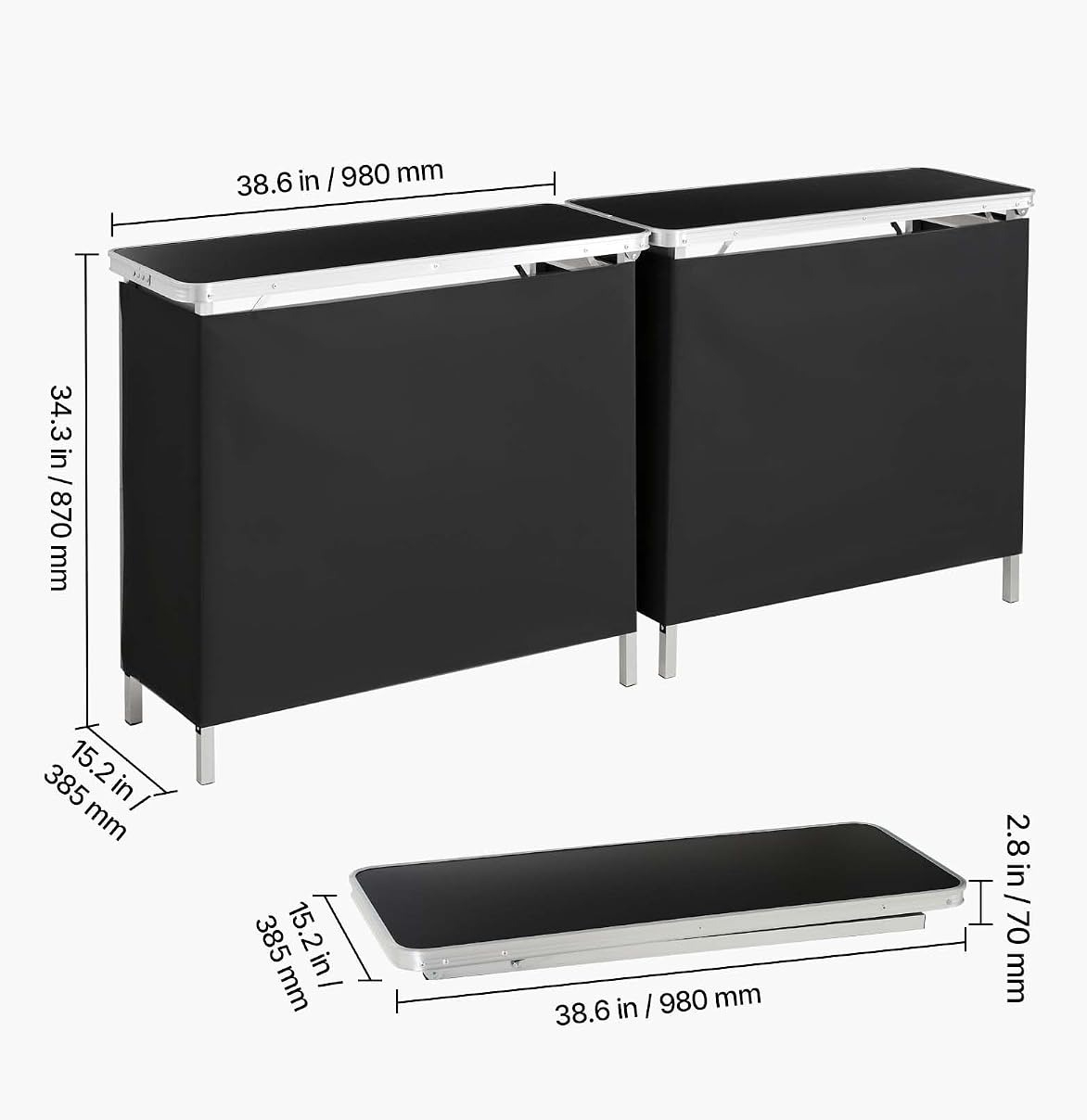 Przenośny składany zestaw stoł – Desk Setup Black recenzja i cena