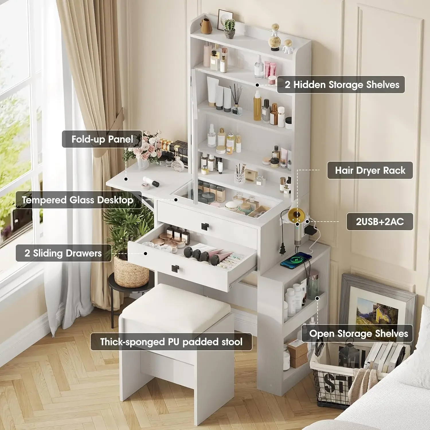 Mała toaletka z trzema regulow – Desk Setup Charging Station recenzja i cena