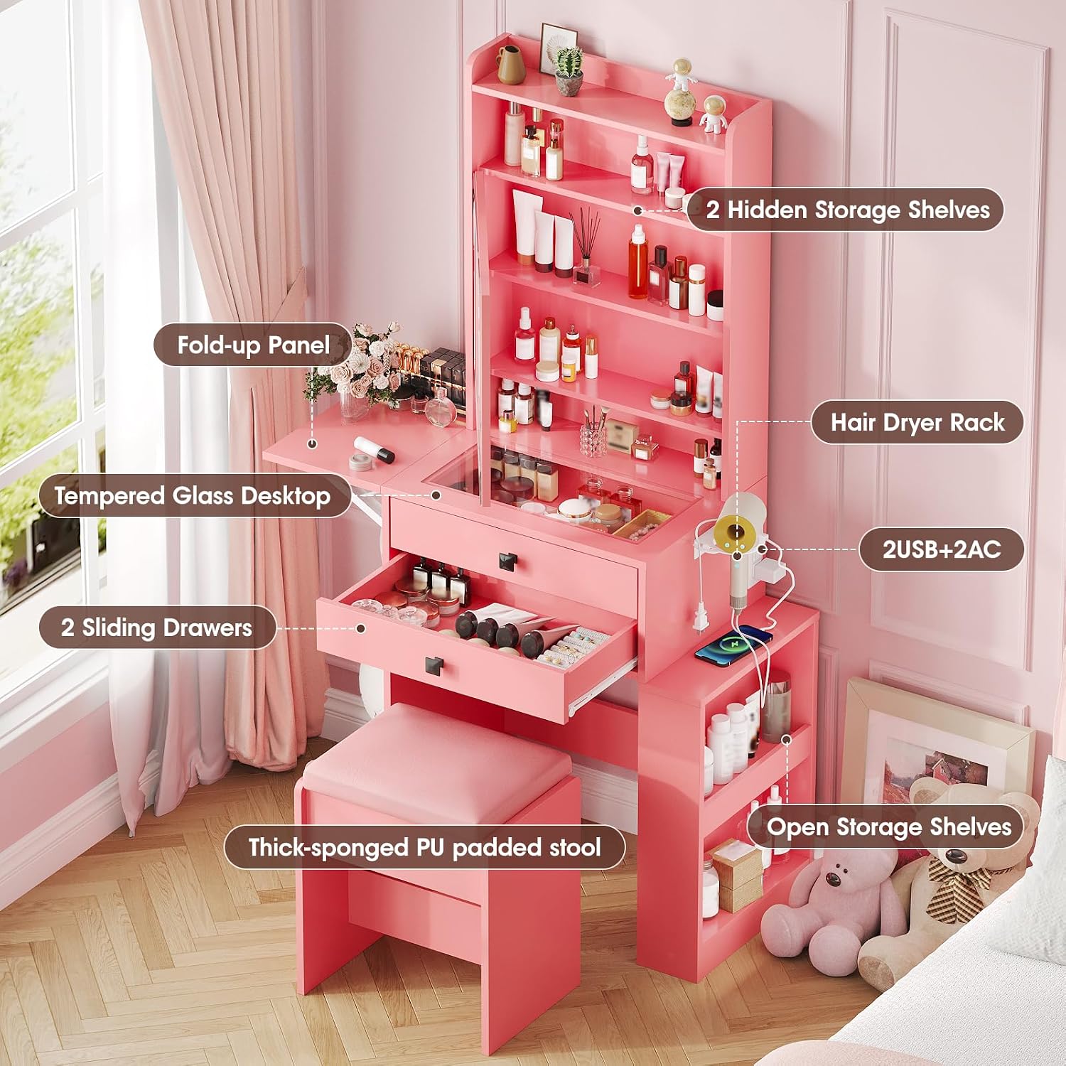 Mała toaletka do makijażu, 3 r – Desk Setup Charging Station recenzja i cena
