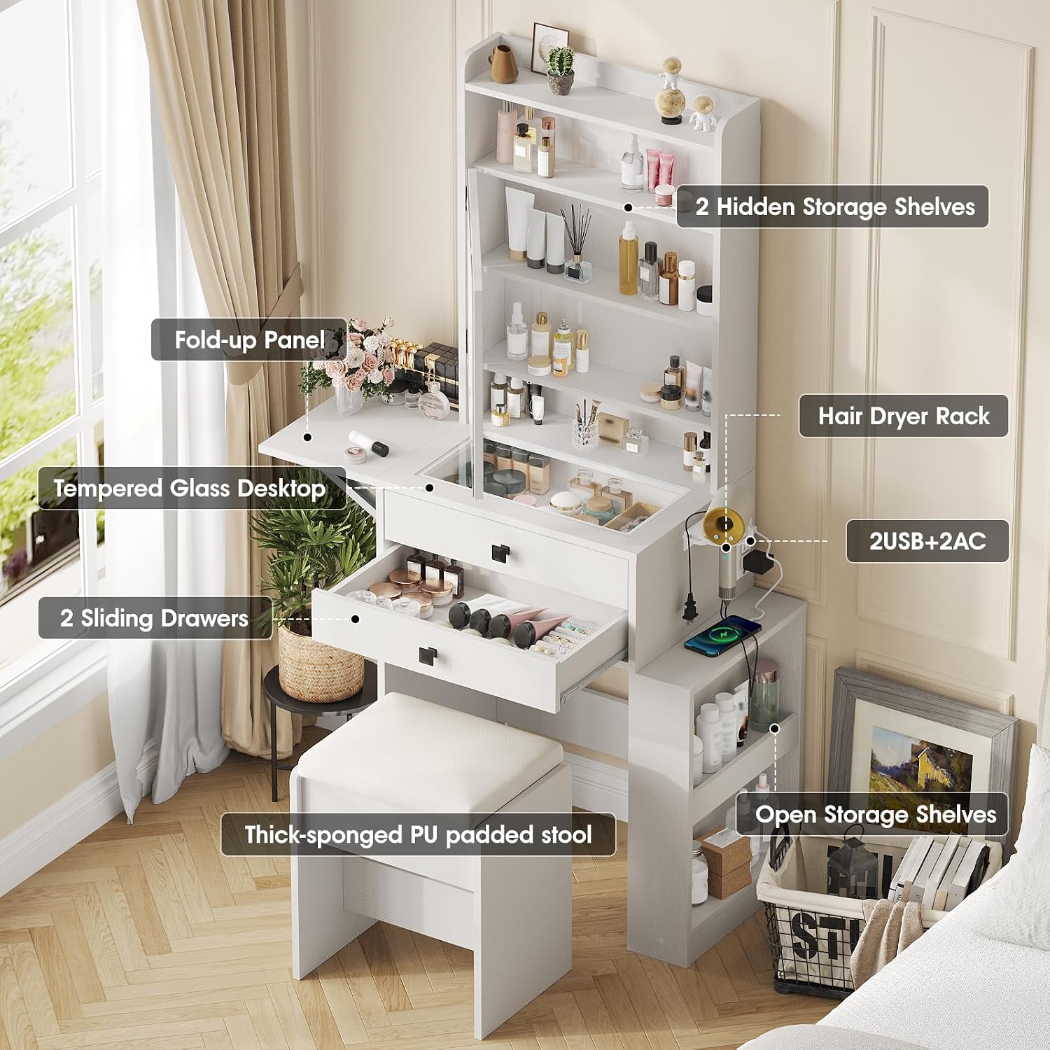 Mała toaletka z 3 regulowanymi – Desk Setup Charging Station recenzja i cena