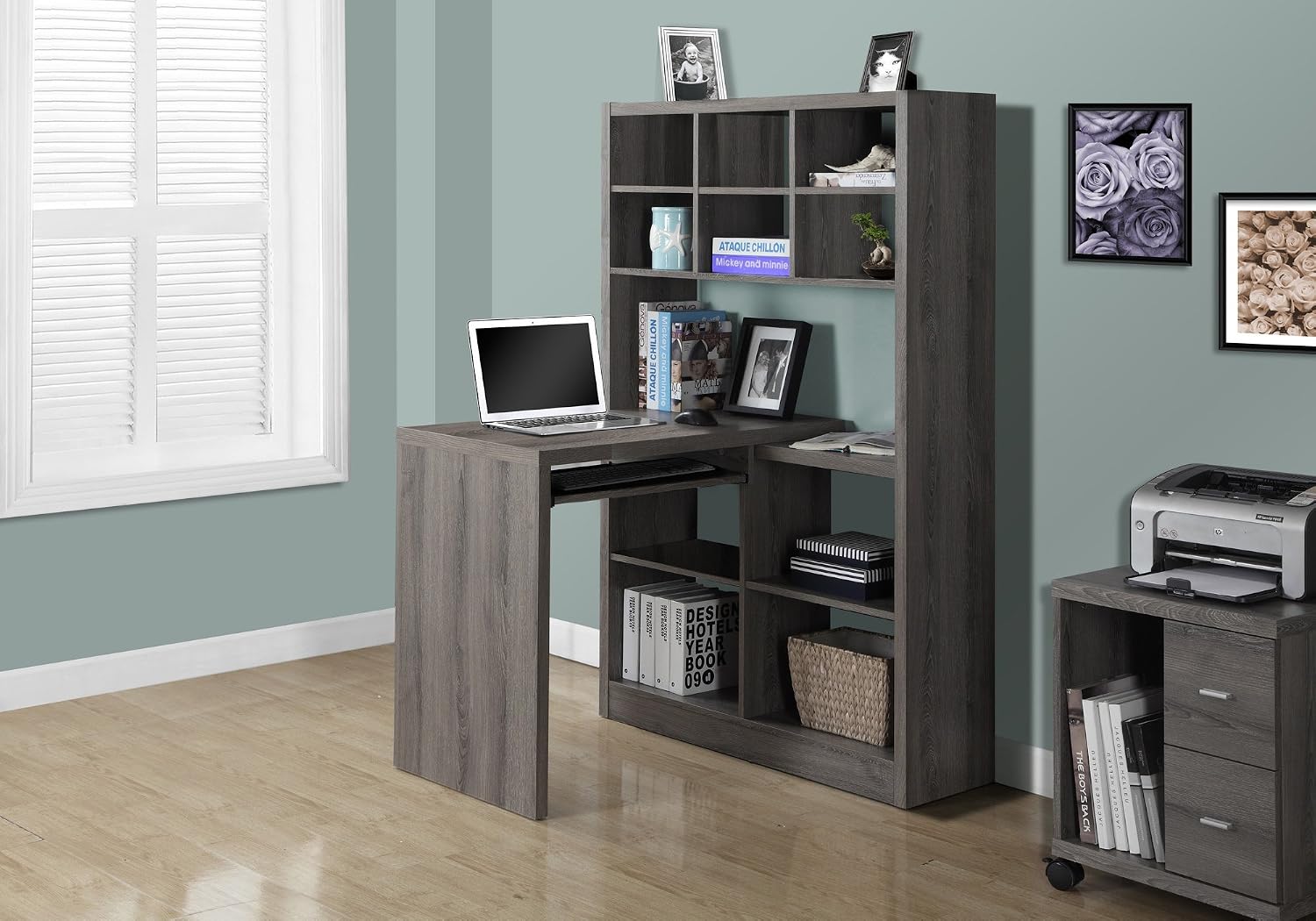 Biurko narożne z regulowanymi  – Desk Setup Dark recenzja i cena