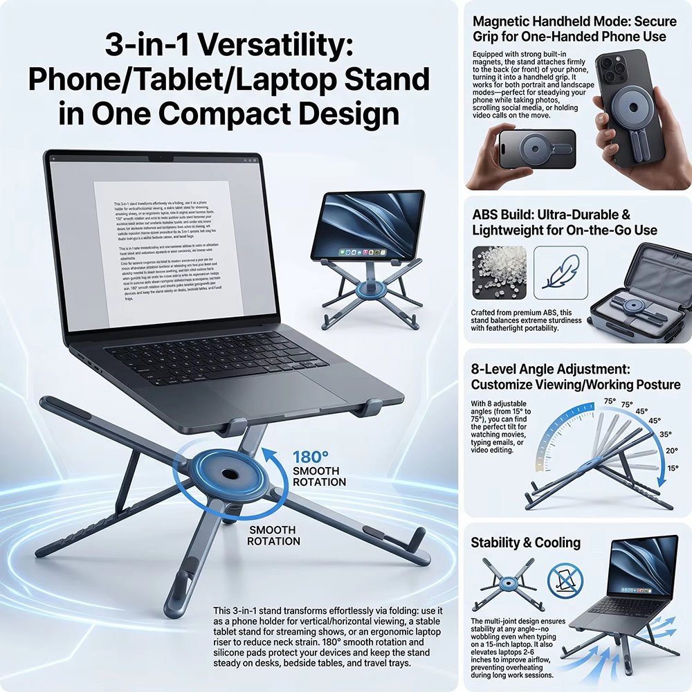 Przenośny magnetyczny uchwyt n – Desk Setup Stand recenzja i cena