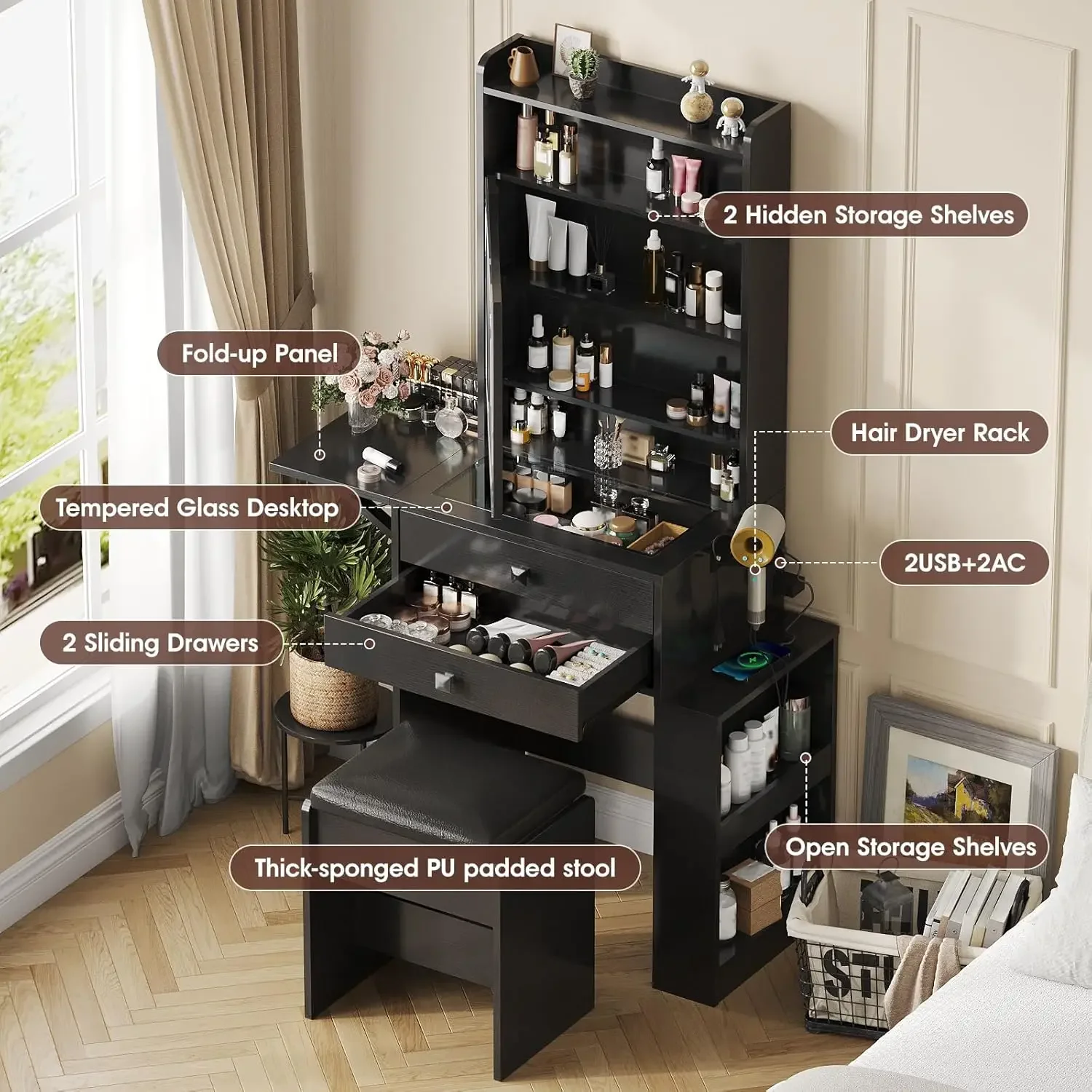 Mała toaletka do makijażu, 3 r – Desk Setup Charging Station recenzja i cena